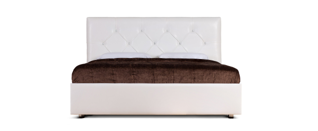 Кровать с мягким изголовьем Монблан, база + стразы, экокожа, 140*200