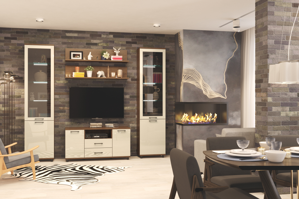 Стенки для гостиной, Модульная гостиная Грейс композиция 1  Гикори Джексон Темный