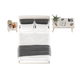 Кровать двуспальная Афина 1400 с прикроватной тумбой и столиком