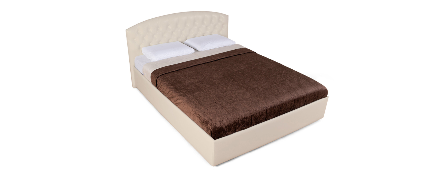 Двуспальные, Кровать с мягким изголовьем Пальмира, база, экокожа, 140*190