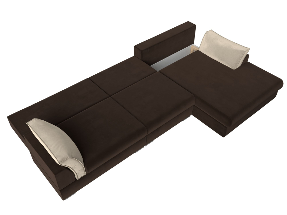 Диваны угловые в гостиную, Угловой диван Пекин Long угол правый, НПБ, микровельвет