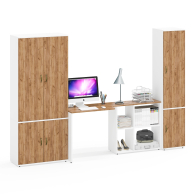 Домашние кабинеты, Узкий шкаф для документов с рабочим столом и шкафом с выдвижной штангой и полками 20Б Лидер-8