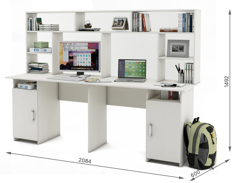 Прямые, Письменный стол Лайт-12 с надстройкой