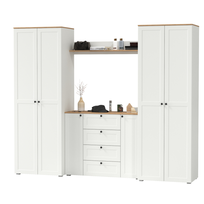 Прихожие, Прихожая Остин из двух платяных шкафов, комода и открытой полки