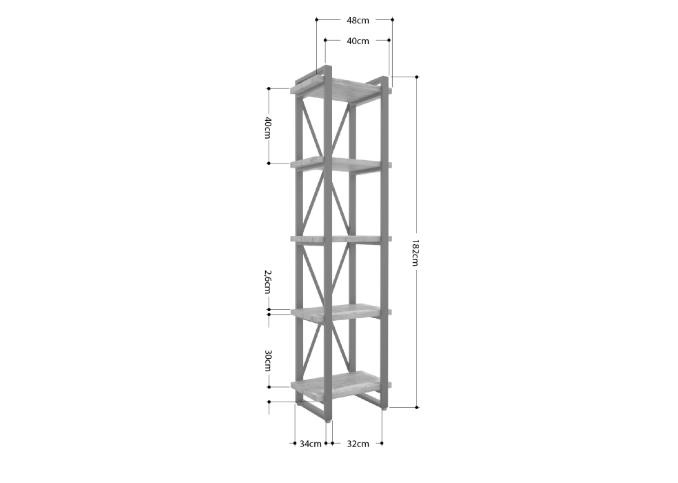 Стеллажи, Стеллаж Айсберг Лофт 40х182-2 черный