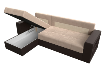 Диван угловой Дубай Лайт, велюр/экокожа, левый угол
