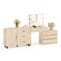 Туалетные столики, Угловой туалетный столик с подсветкой 110 и тумба-комод дверка и 3 ящика 122-1204