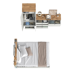 Мебель для спальни из шкаф-комода для одежды и белья с кроватью 11.53 ортопедом и комода 16.240