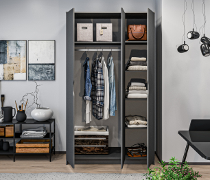 Комплект Бруклин (шкаф и кровать 1800), Диамант серый