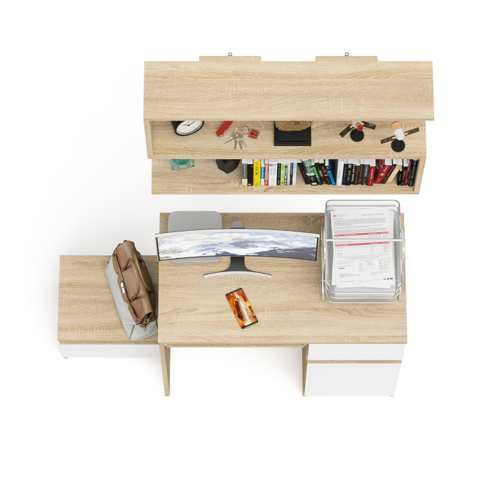 Прямые компьютерные столы, Стол компьютерный МС-1 правый с тумбой 400 и полкой Мори