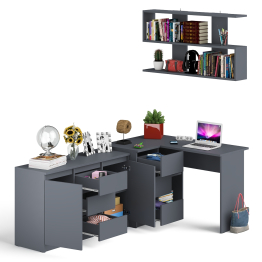 Угловой компьютерный стол Мори МС-16 левый с верхней полкой и тумбой-комодом 1200-3