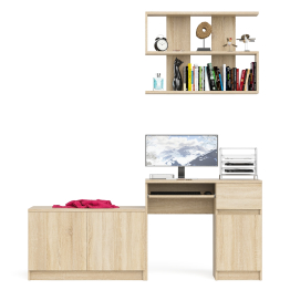 Стол компьютерный однотумбовый Мори МС-1 правый с верхней полкой 900 и тумбой