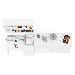 Большой комод на восемь выдвижных ящиков со столом МС-1 правый и полкой Мори 900