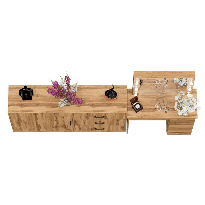 Туалетные столики, Столик косметический с подсветкой Сура и тумба-комод 122-1504