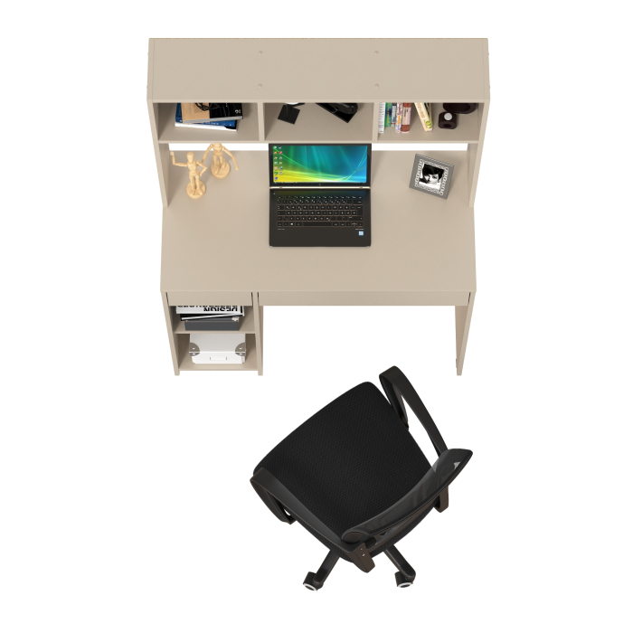 Прямые компьютерные столы, Компьютерный стол Моби Комфорт 12.77F с компьютерным креслом 103 чёрного цвета