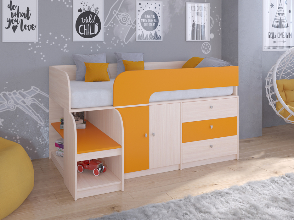 Кровати-чердаки, Кровать-чердак Астра 9 V1 Дуб молочный