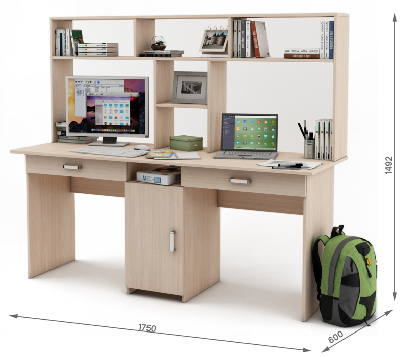 Прямые, Письменный стол Лайт-10Я с надстройкой