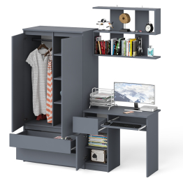 Компьютерный стол Мори МС-1 левый с полкой и шкаф-комодом