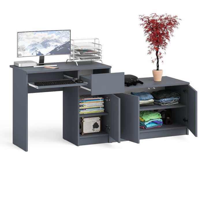 Прямые компьютерные столы, Тумба Мори МА900-1 и стол компьютерный Мори МС-1 правый