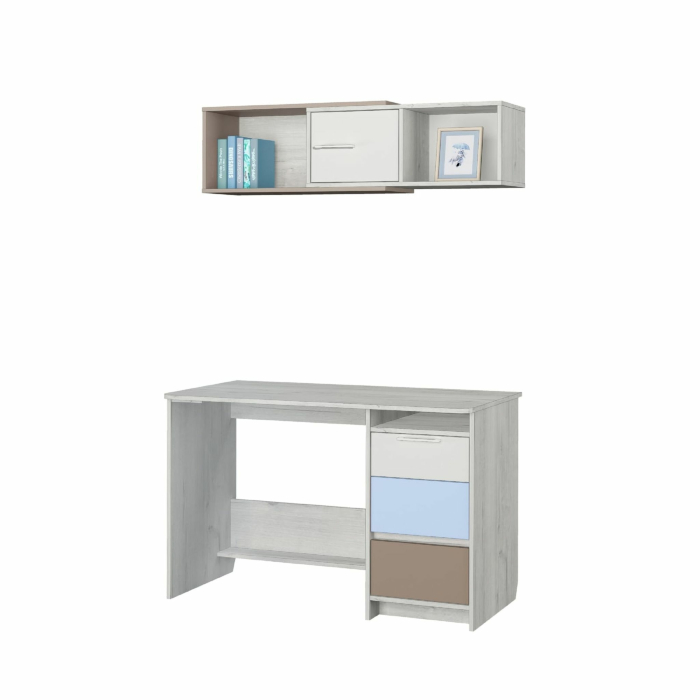 Прямые, Стол письменный Зоя (дуб эльза/белый глянец//мокко)