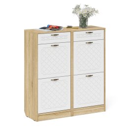 Две тумбы для обуви 2 секции с выдвижным ящиком МДФ фрезеровка ромб