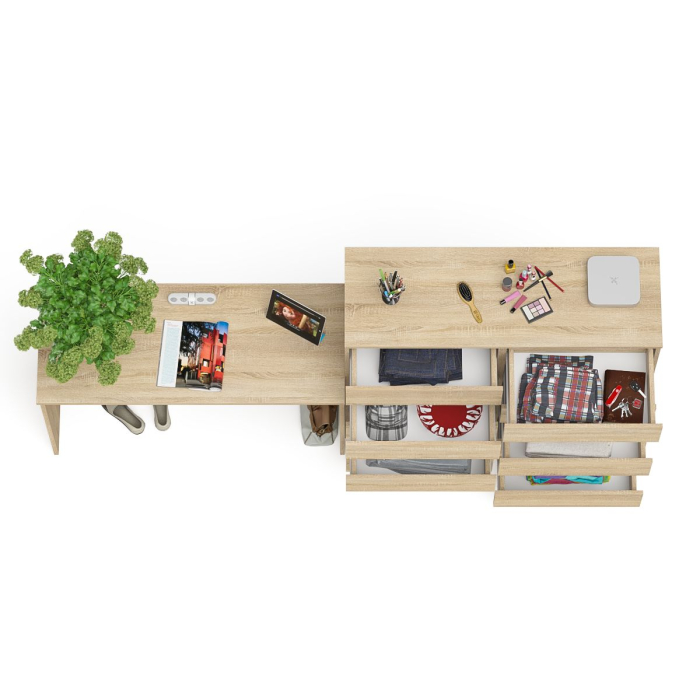 Домашние кабинеты, Большой комод МК1200.10 десять ящиков и письменный стол МСП1200 Мори