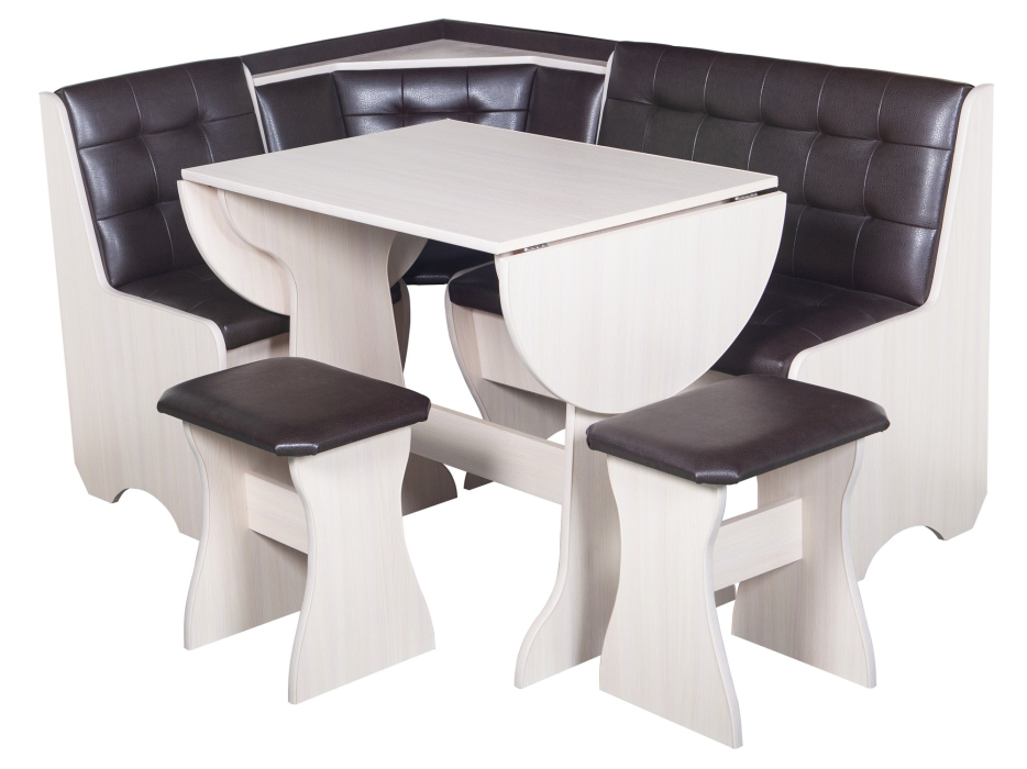 Кухонные уголки, Кухонный уголок Стиль 1Л (со столом СТ-2У) Дуб млечный / экокожа