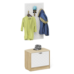 Обувница с мягким сиденьем с вешалкой для одежды П-6 МДФ фрезеровка ромб