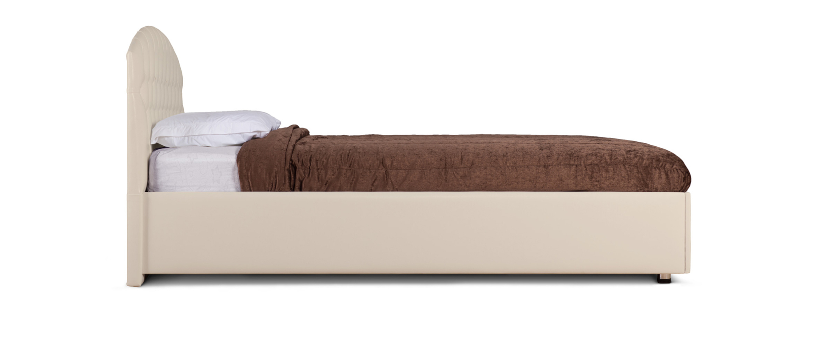 Двуспальные, Кровать с мягким изголовьем Пальмира, база, экокожа, 140*190