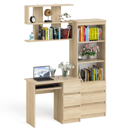 Рабочий стол Мори МС-6 правый с открытой полкой и стеллаж-комод МСТ600.3