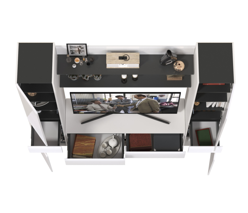 Стенки для гостиной, Два пенала с ящиком с двумя полочками и ТВ-тумбой Сидней