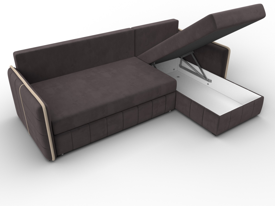 Диваны угловые в гостиную, Диван угловой Лига-078 угол универсальный, велюр SEVEN