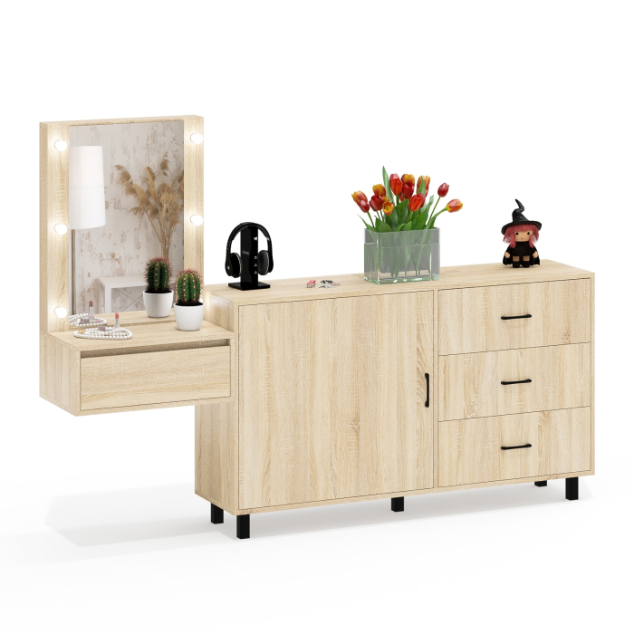 Туалетные столики, Стол косметический навесной с подсветкой и комод 122-1504