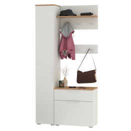 Тумба для обуви с пеналом для одежды и двумя вешалками Октава.