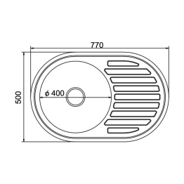 Мойка овал 50х77 (0,8) лев, с сифоном ДЕКОР