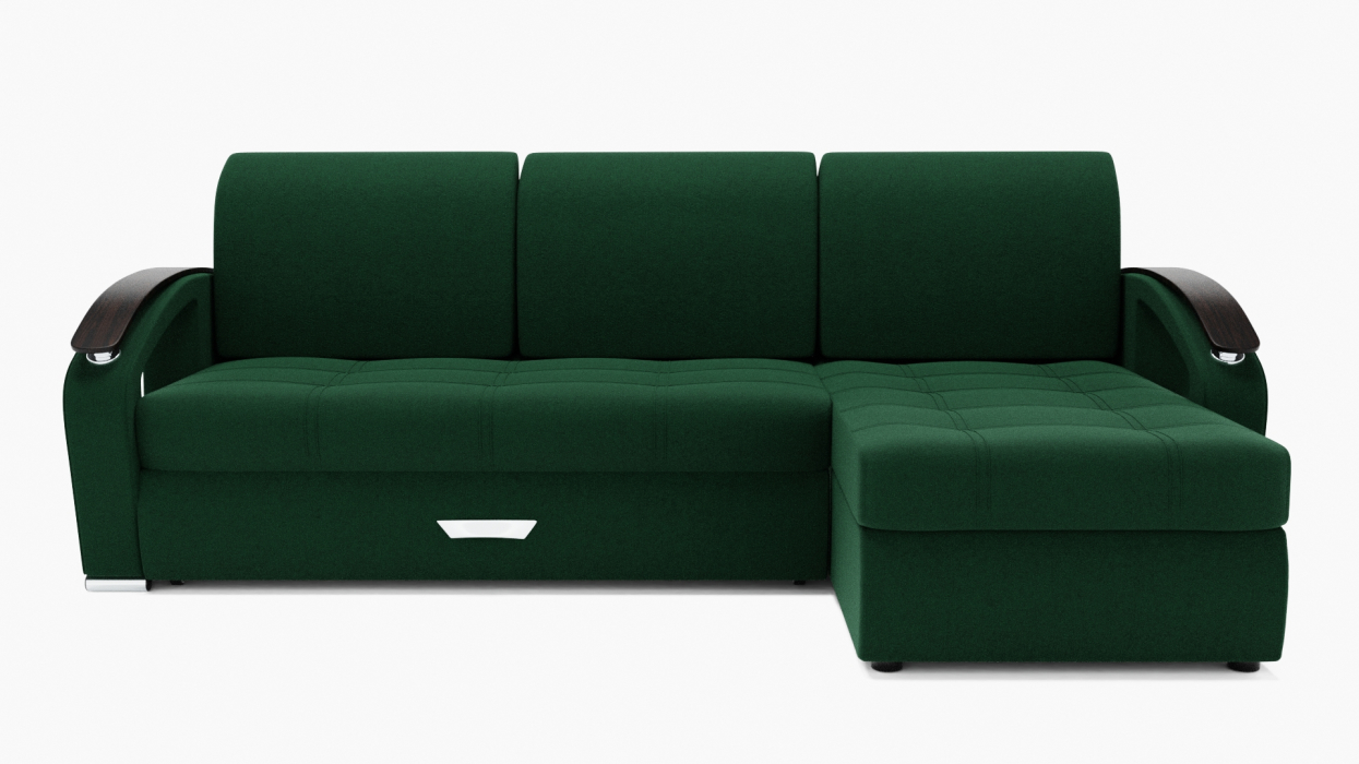 Диваны угловые в гостиную, Угловой диван Дубай-1 с оттоманкой ППУ, велюр