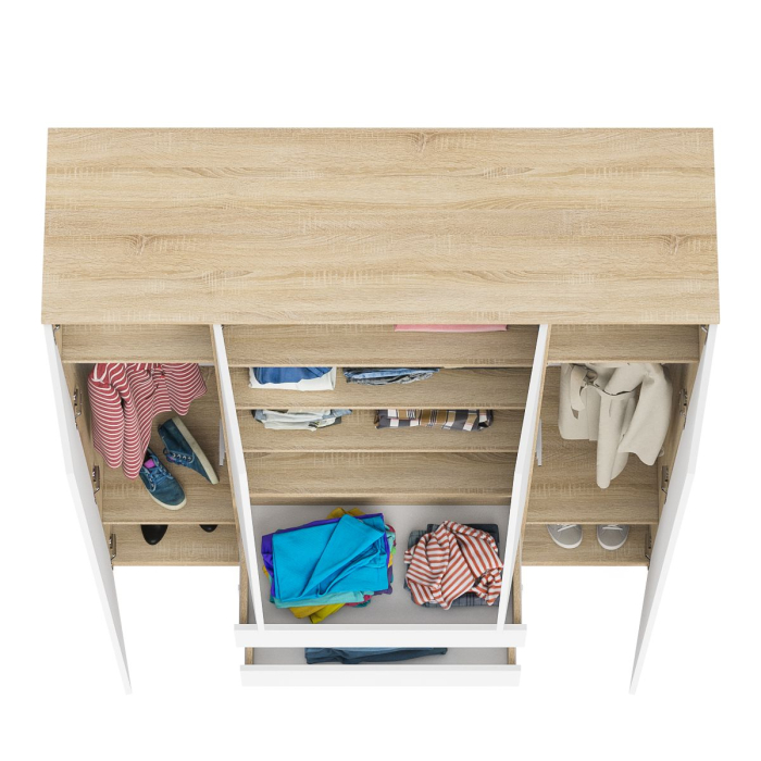 Шкафы распашные, Шкаф-комод с тремя ящиками и четырьмя дверками Мори МШ1600.1