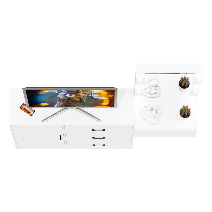 Туалетные столики, Комод с дверками и ящиками 122-1204 и косметический столик навесной с подсветкой