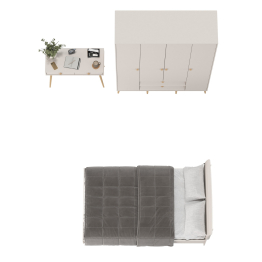 Столик прикроватный с кроватью 1200 Афина со шкаф-комодом 4-ре двери два ящика