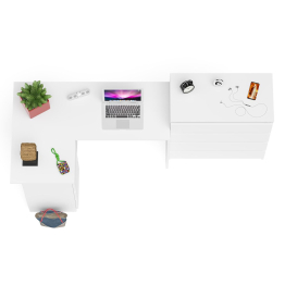 Комод Мори МК800 4-ре ящика с угловым компьютерным столом Мори МС-16 тумба слева