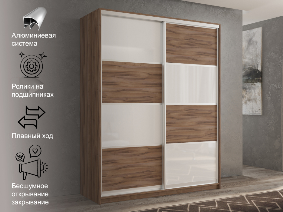 Шкафы-купе 2-х дверные, Шкаф-купе 2х дверный Кааппи 14 160х45