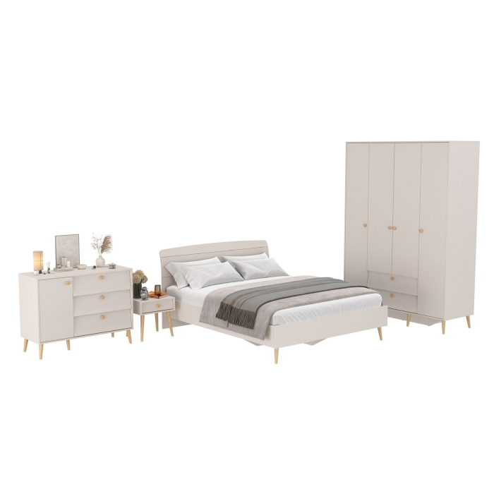 Спальные гарнитуры, Спальня Афина Сп30 с кроватью двуспальной 1600 с тумбочкой и комодом с дверкой