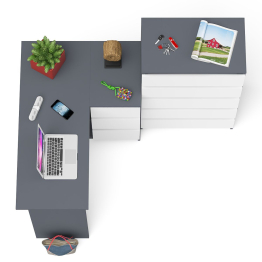 Высокий комод 700 пять ящиков и угловой компьютерный стол МС-16 правый серии Мори