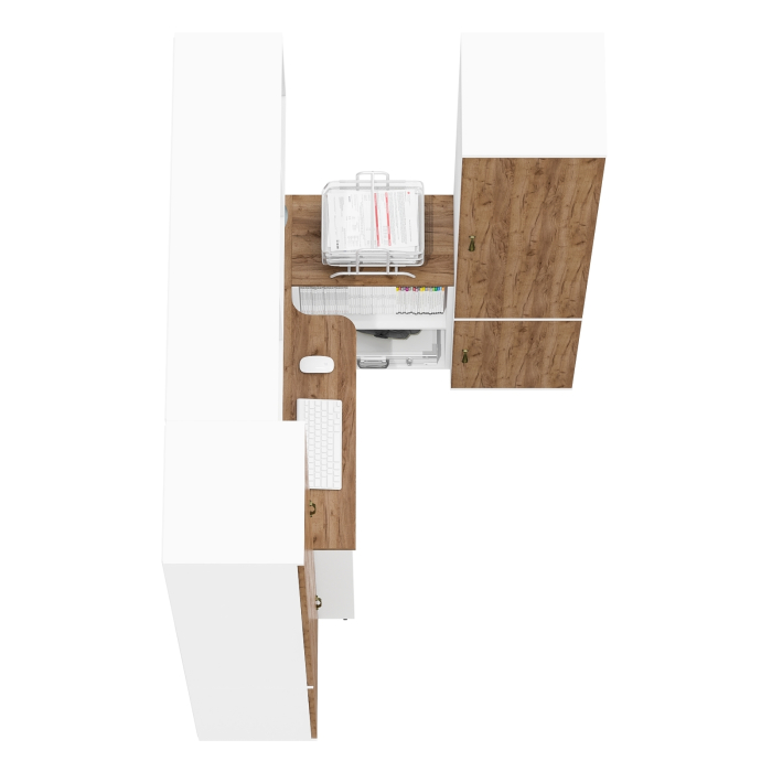 Домашние кабинеты, Два пенала для одежды и бумаг Лидер-8 с навесной полкой с письменным столом