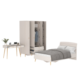 Столик прикроватный с кроватью 1200 Афина со шкаф-комодом 4-ре двери два ящика