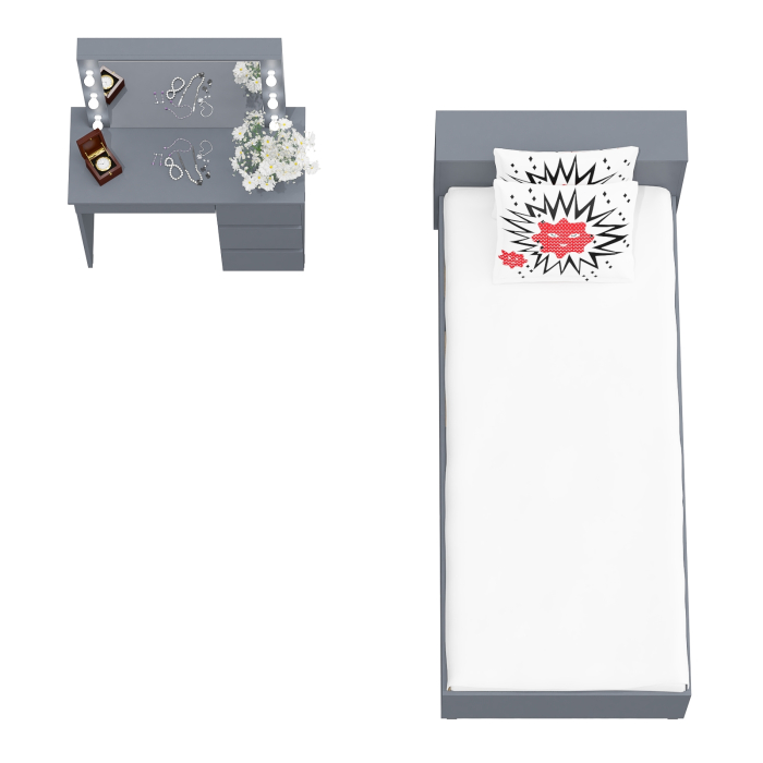 Спальные гарнитуры, Кровать с ящиками Ксения 900 и столик косметический с подсветкой Сура