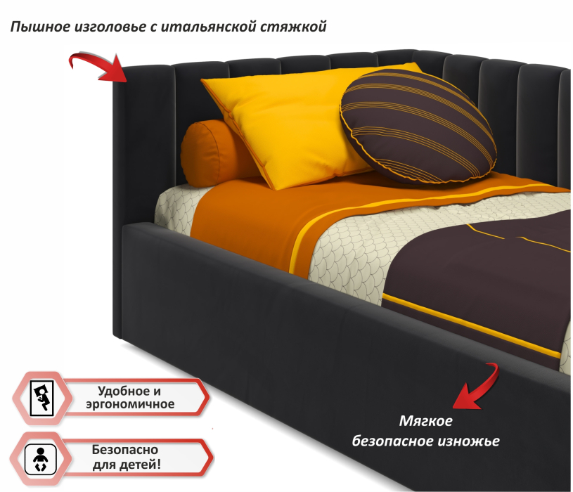 Мягкая кровать, Мягкая кровать Milena 900 с ортопедическим основанием