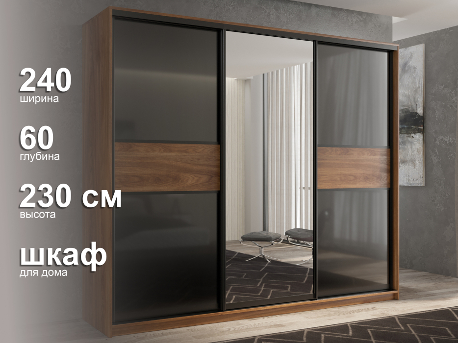 Шкафы-купе 3-х дверные, Шкаф-купе 3х дверный Кааппи 9 240х60