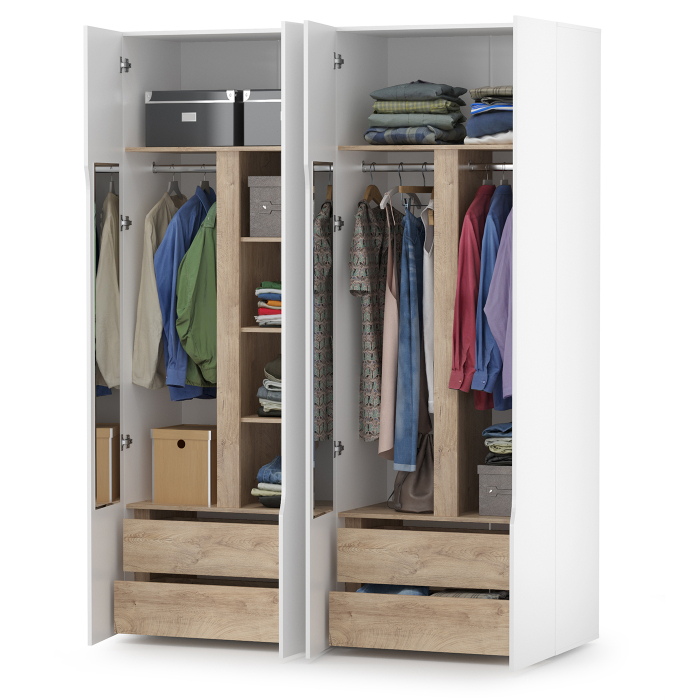 В гостиную, Два шкафа двустворчатых Муссон белый/дуб эндгрейн элегантный