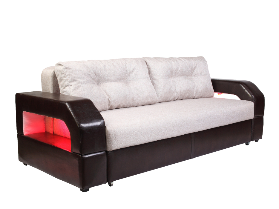 Диваны прямые, Диван-кровать еврокнижка, Манчестер 160 с подсветкой , рогожка/экокожа